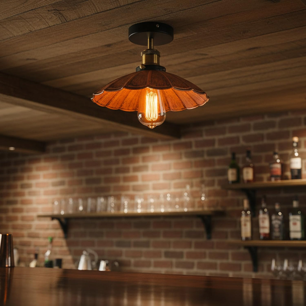 Industrial Semi Flush Light E27 Ceiling Lamp Fixture~4124