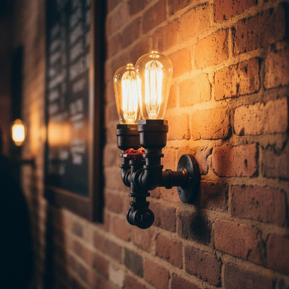 Farmhouse pipe wall lamp décor