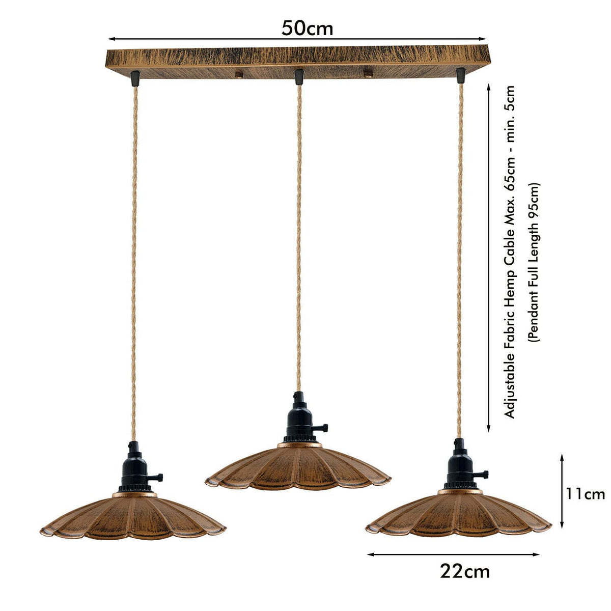 3 Way Pendant Light Triangle Metal Wire Cage~4059