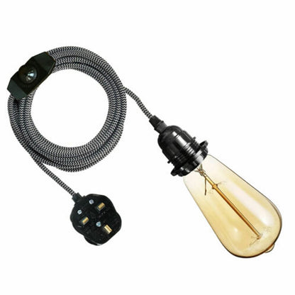 2m Plug in Pendant Light Fabric Cable  E27 Socket~4101