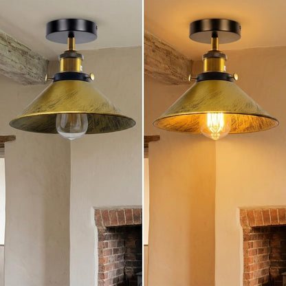 22cm Cone Semi Flush Ceiling Light E27 with Bulb ~4097