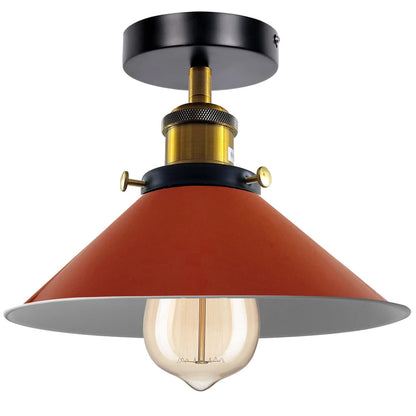 Cone Semi Flush Ceiling Light 22cm E27 with Bulb ~4110