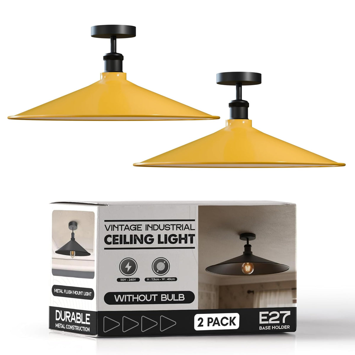 2 Pack Modern Flush Mount Ceiling Light Fixture~4091