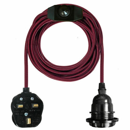 2m Plug in Pendant Light Fabric Cable  E27 Socket~4101