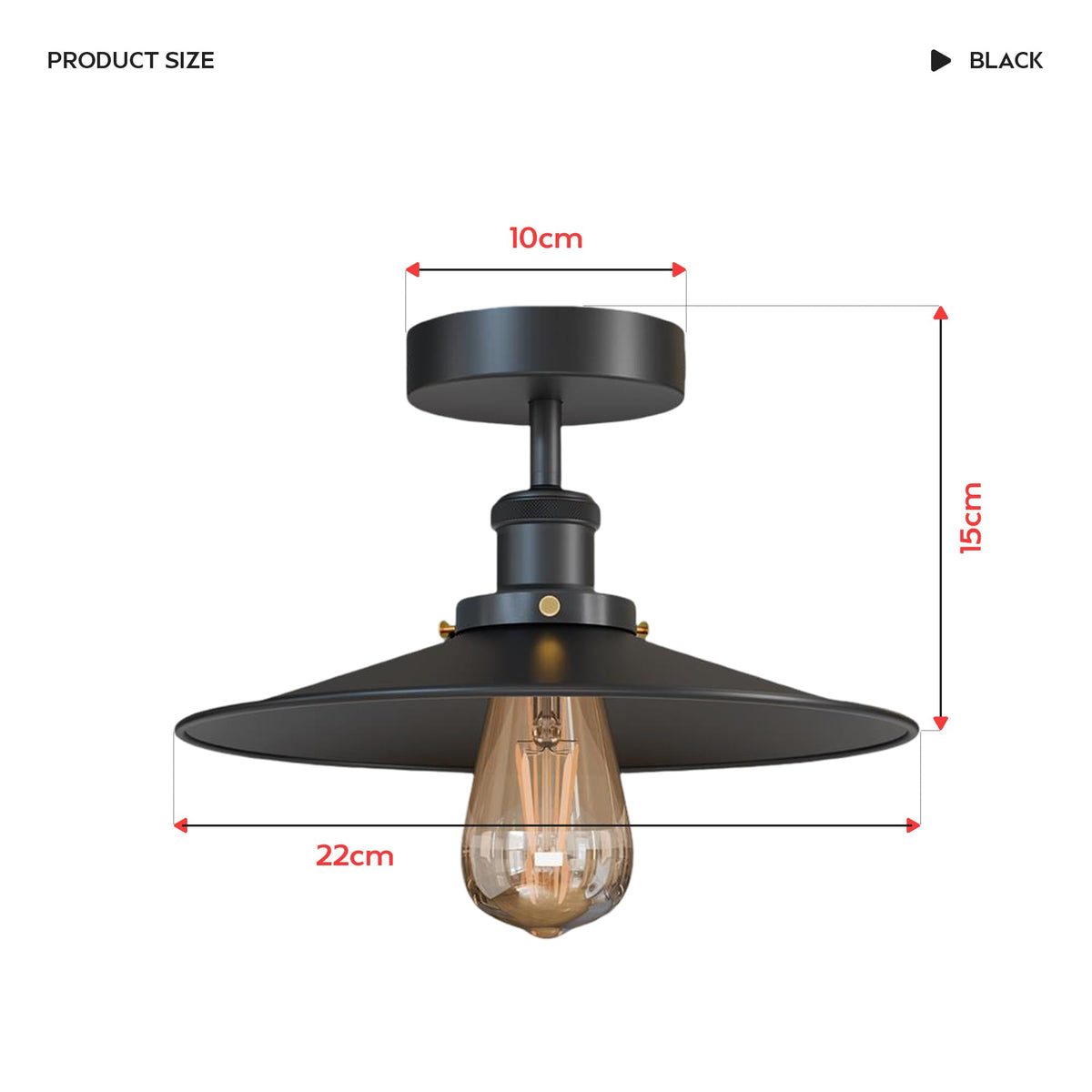 2 Pack Vintage E27 Flush Mount Ceiling Lights~4082