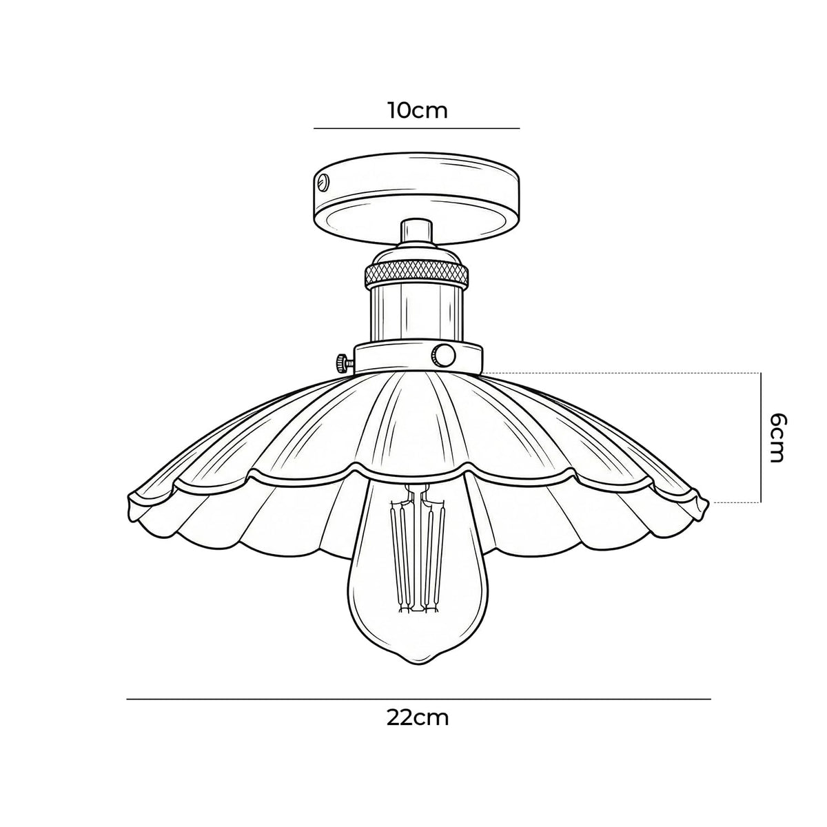 Industrial Semi Flush Light E27 Ceiling Lamp Fixture~4124
