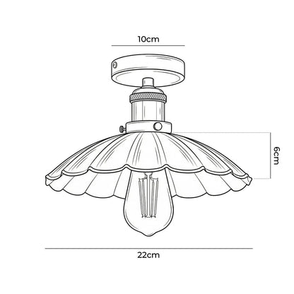 Industrial Semi Flush Light E27 Ceiling Lamp Fixture~4124