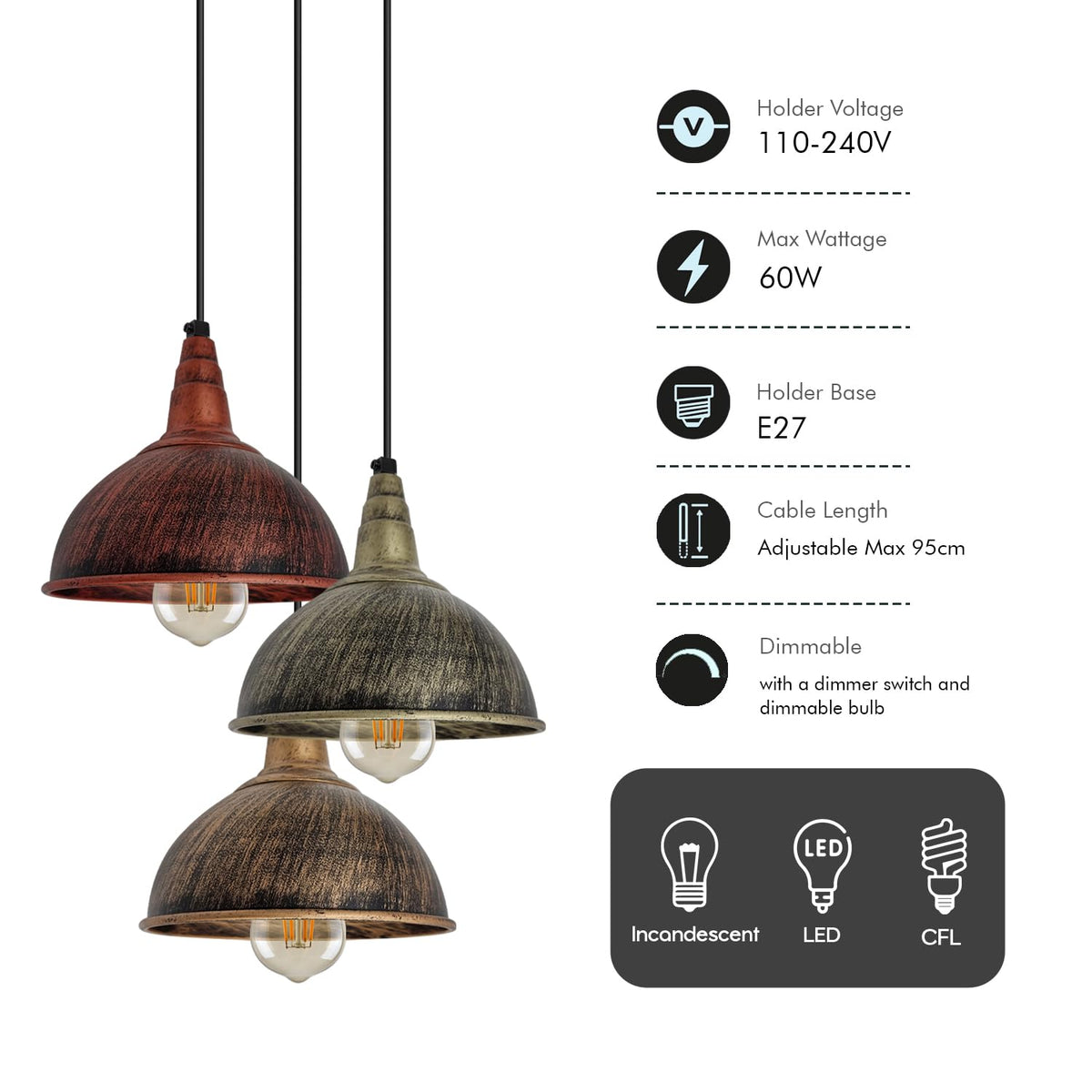 Brushed Brass Pendant Light Ceiling Pendant Lamp Shades~2010