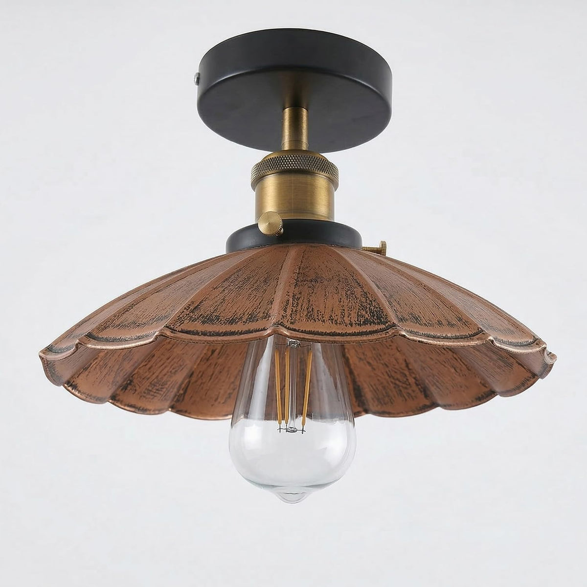 Industrial Semi Flush Light E27 Ceiling Lamp Fixture~4124