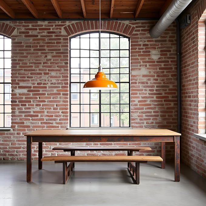 Semi Curvy Pendant Light Retro  E27 32cm Metal Shade~4138