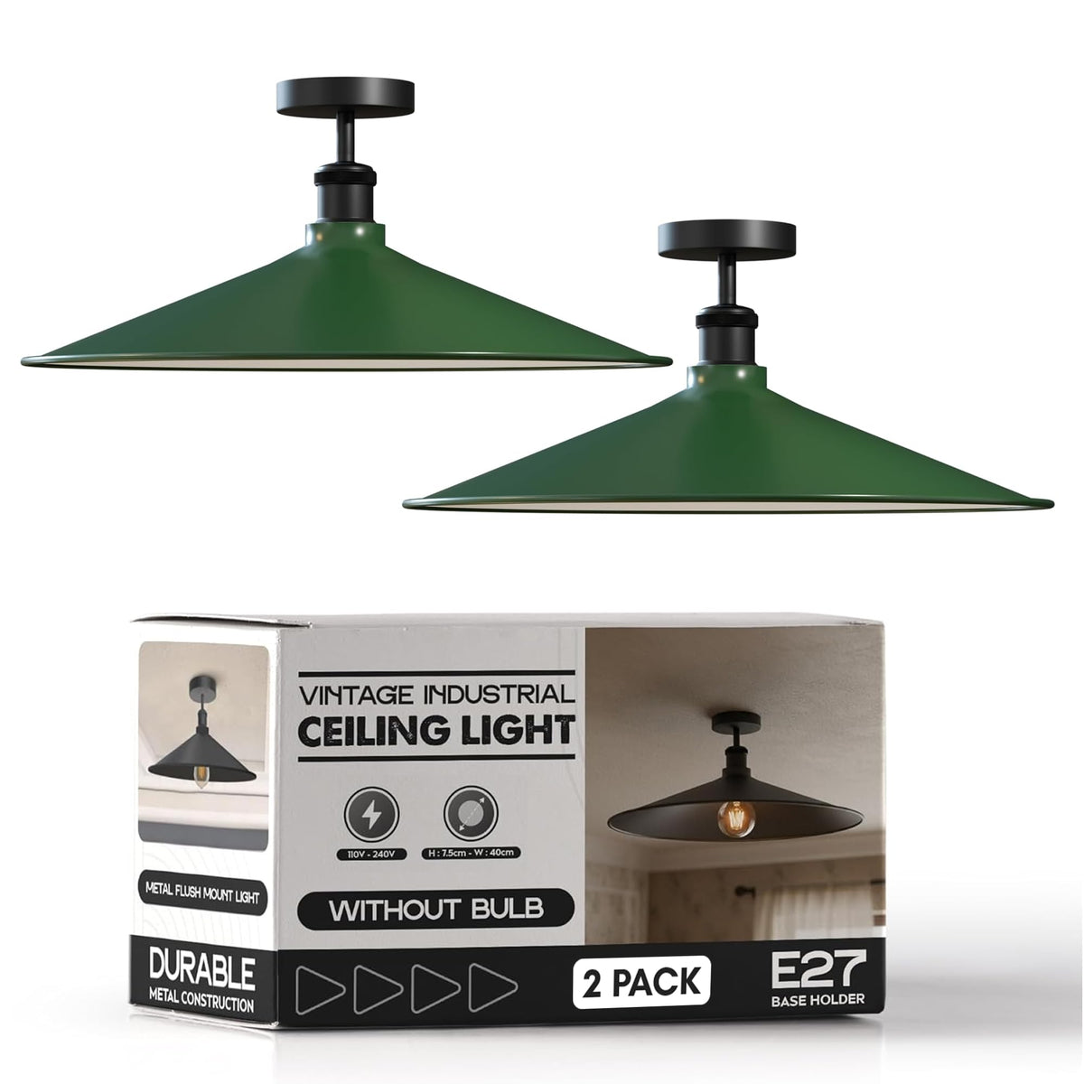 2 Pack Modern Flush Mount Ceiling Light Fixture~4091