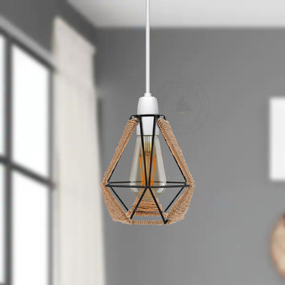 Vintage Hemp Rope  Wire Cage Ceiling Lampshade~4071