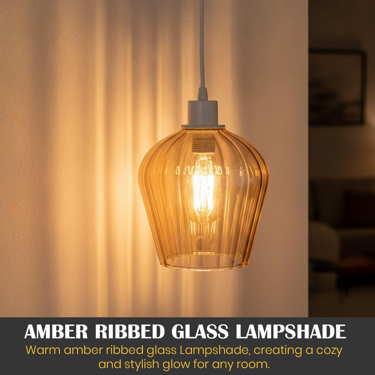 Amber Glass Lamp Shade Pendant Light Replacement~4081
