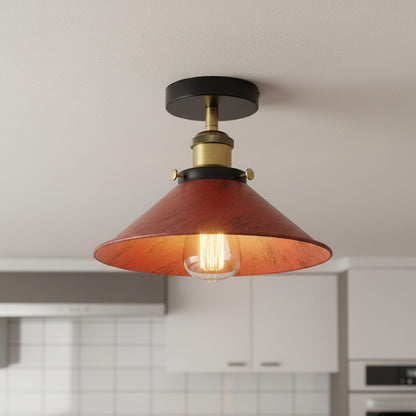 Cone Semi Flush Ceiling Light 22cm E27 with Bulb ~4110