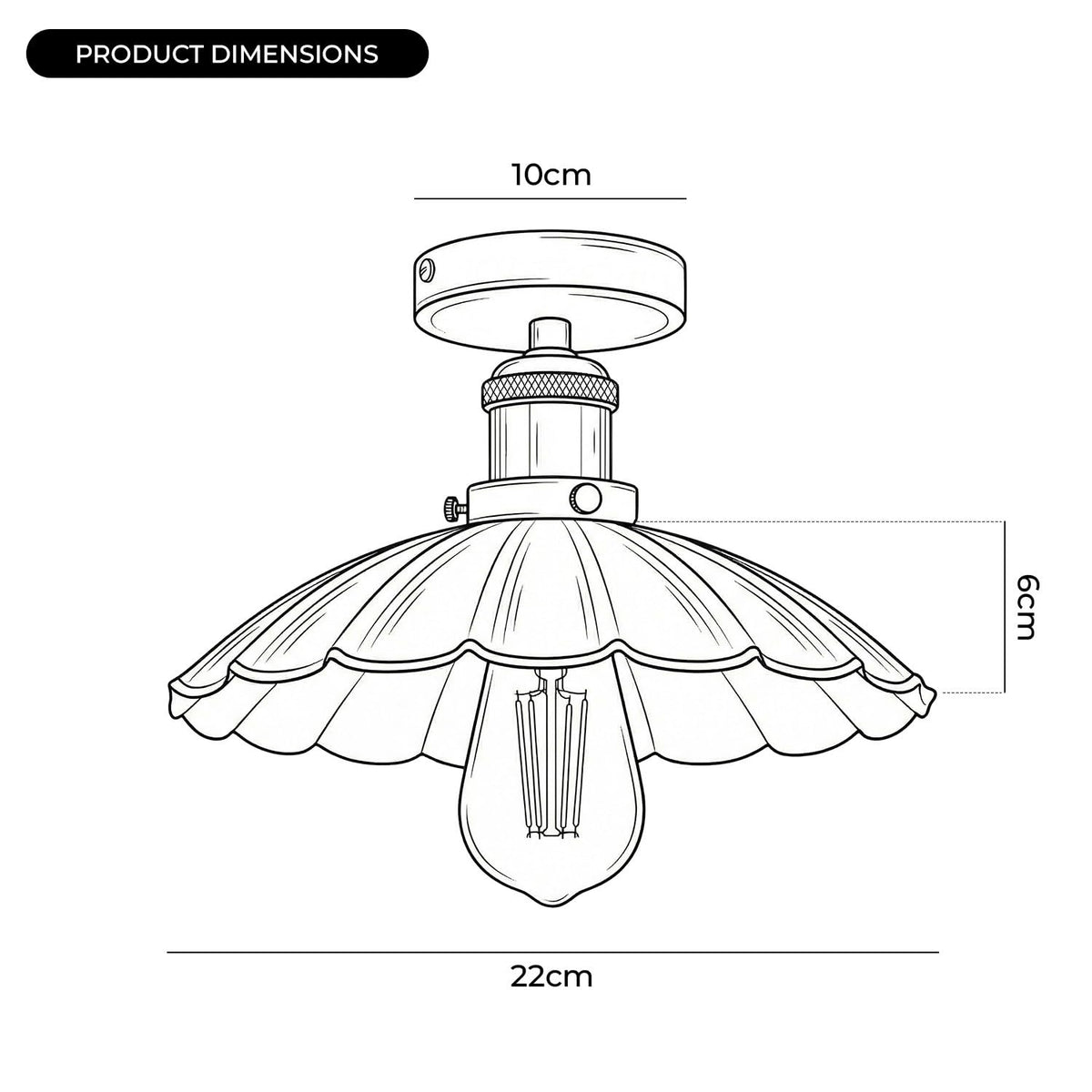 Vintage Semi Flush Mount 22cm shade Ceiling Light~4141