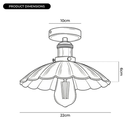 Vintage Semi Flush Mount 22cm shade Ceiling Light~4141