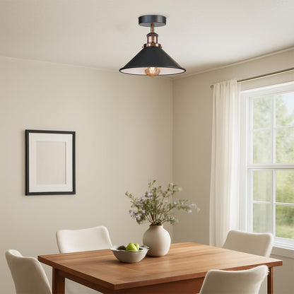 black metal cone ceiling light