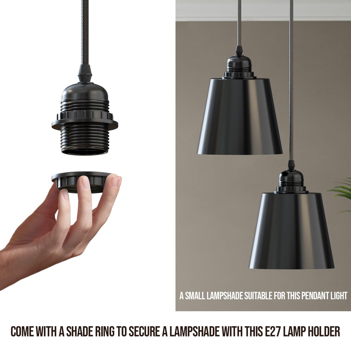 Double E27 Pendant Light 95cm Fabric Cables~4120