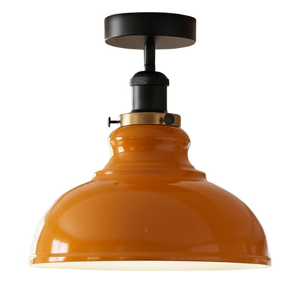 Curvy Metal Shade Ceiling Light, Semi Flush Mount Fixture, E26 Black Holder