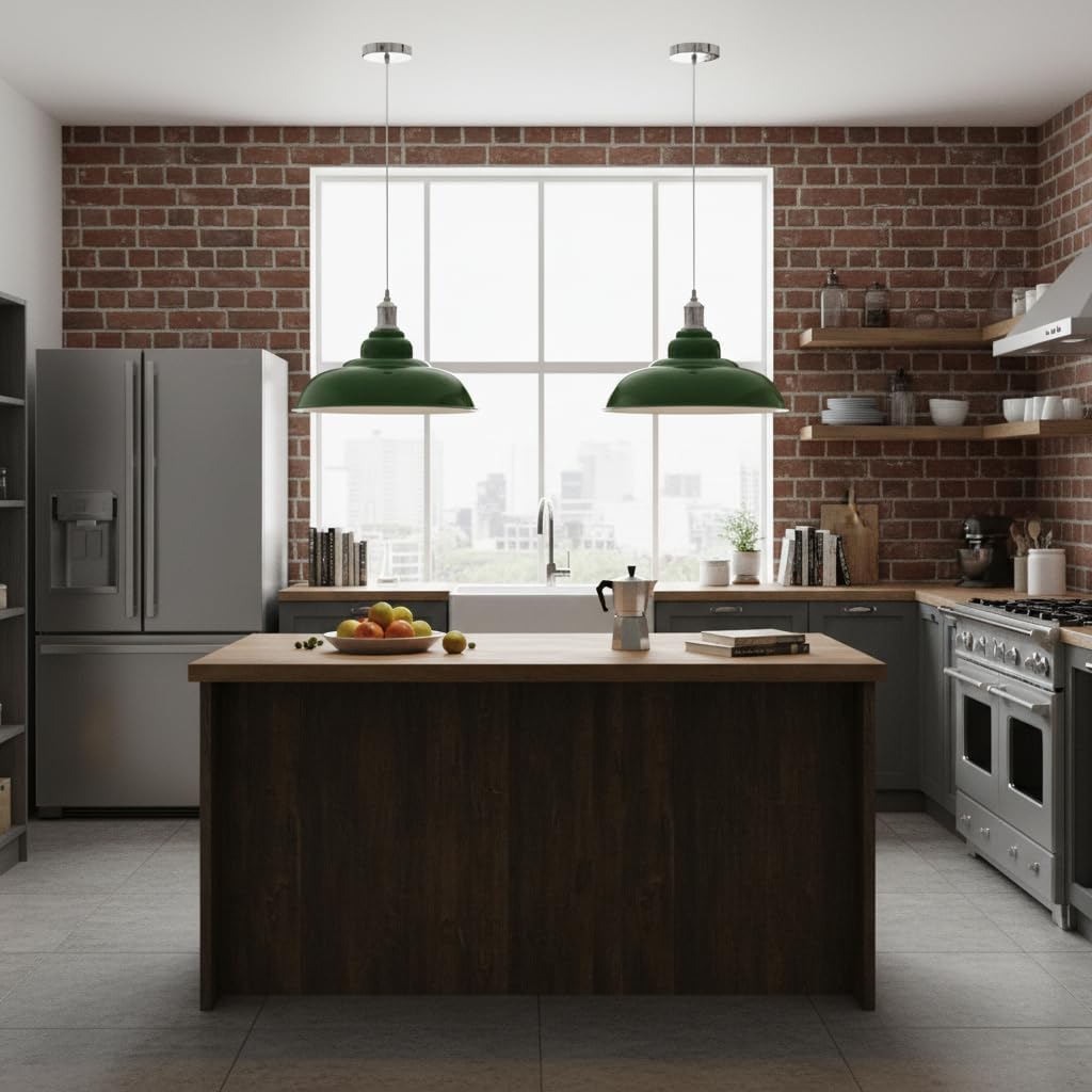 Semi Curvy Pendant Light Retro  E27 32cm Metal Shade~4138
