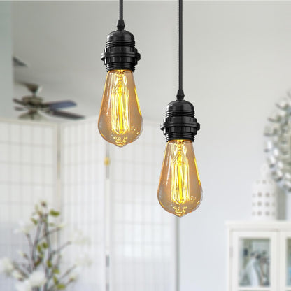 Double E27 Pendant Light 95cm Fabric Cables~4120