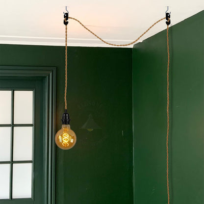 Hemp Rope Light Plug in Pendant Lighting with Bulb~4118