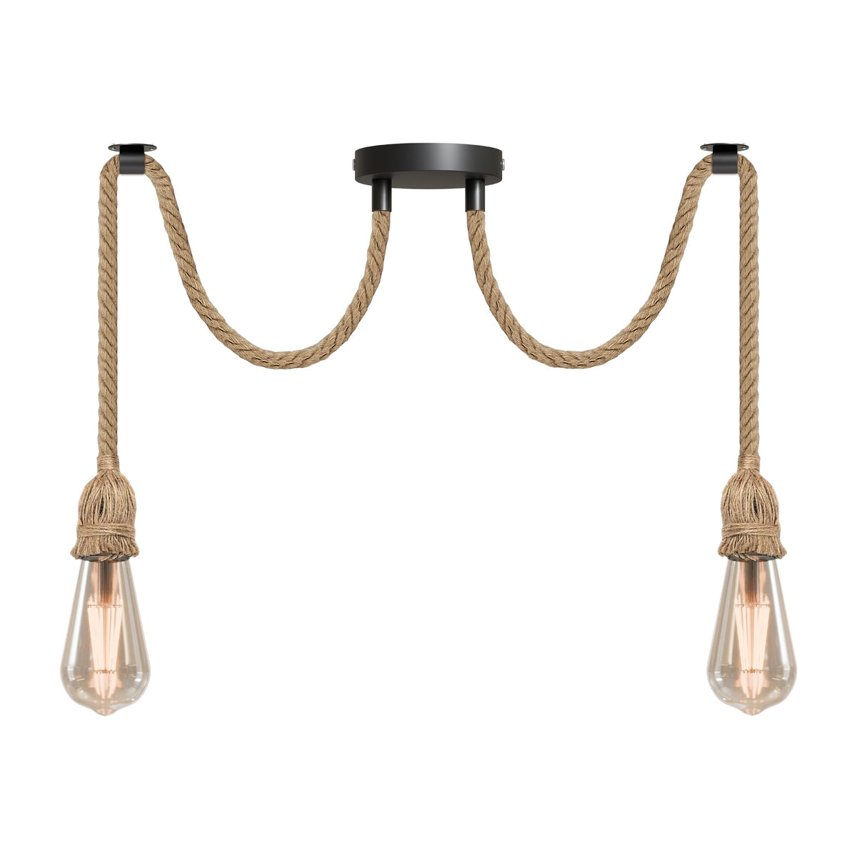 LEDSone Hemp Rope Pendant Light | Rustic Farmhouse Twin E27