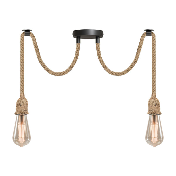 LEDSone Hemp Rope Pendant Light | Rustic Farmhouse Twin E27