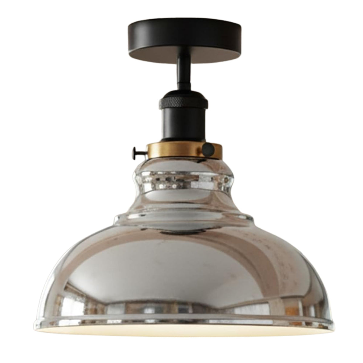 Curvy Metal Shade Ceiling Light, Semi Flush Mount Fixture, E26 Black Holder