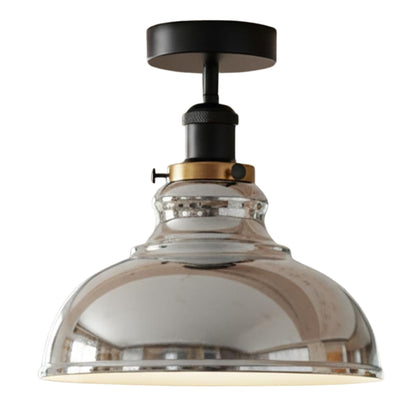 Curvy Metal Shade Ceiling Light, Semi Flush Mount Fixture, E26 Black Holder