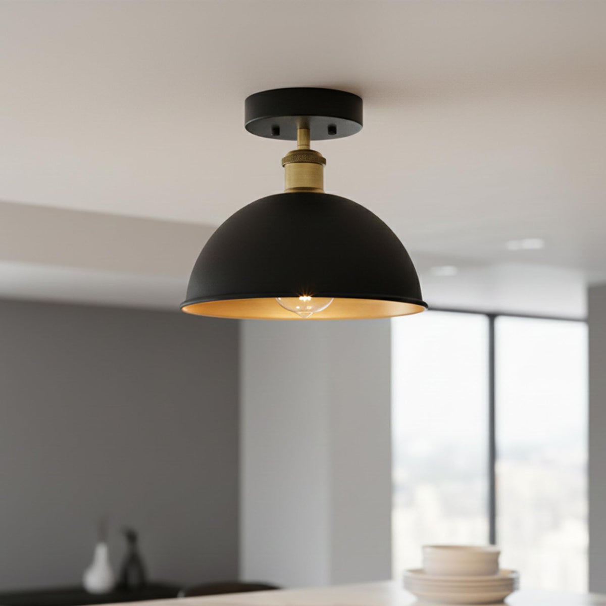 Industrial semi flush mount light 