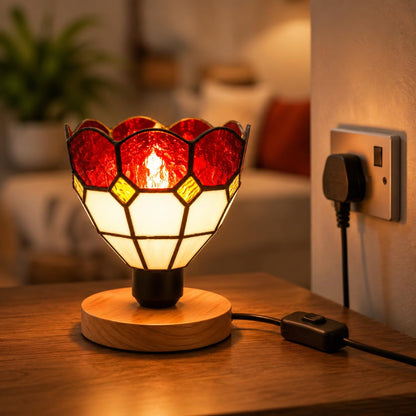 Wooden Table Lamp with Mosaic Glass Shade E27~4038
