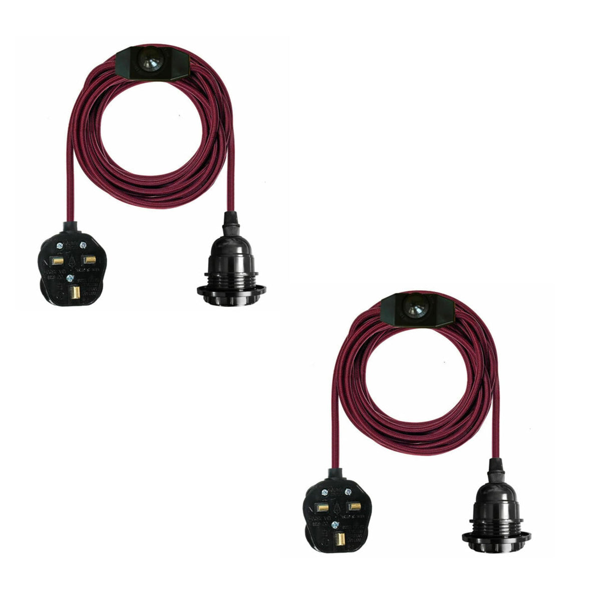 2m Plug in Pendant Light Fabric Cable  E27 Socket~4101