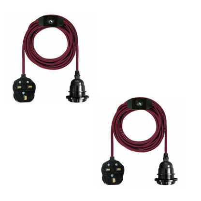 2m Plug in Pendant Light Fabric Cable  E27 Socket~4101
