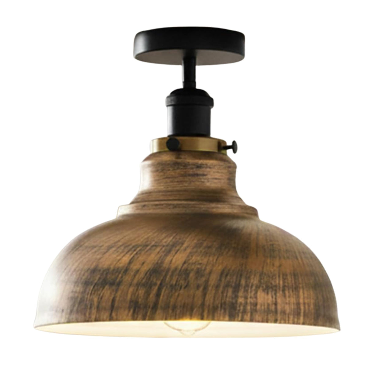 Curvy Metal Shade Ceiling Light, Semi Flush Mount Fixture, E26 Black Holder