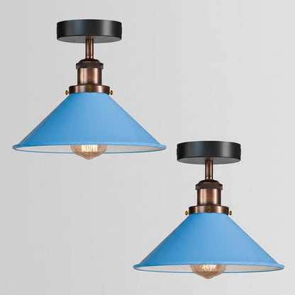 22cm Cone Semi Flush Ceiling Light E27 2 Pack ~4137