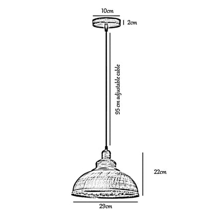 Curvy Metal Shade Pendant Light  E27 29cm Metal Shade~4151