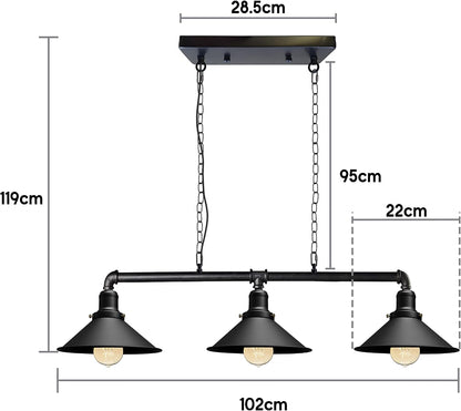 Industrial Steampunk 3 Way Ceiling Lights Black~2409