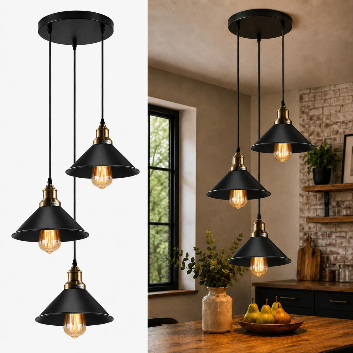 3-head pendant industrial ligh