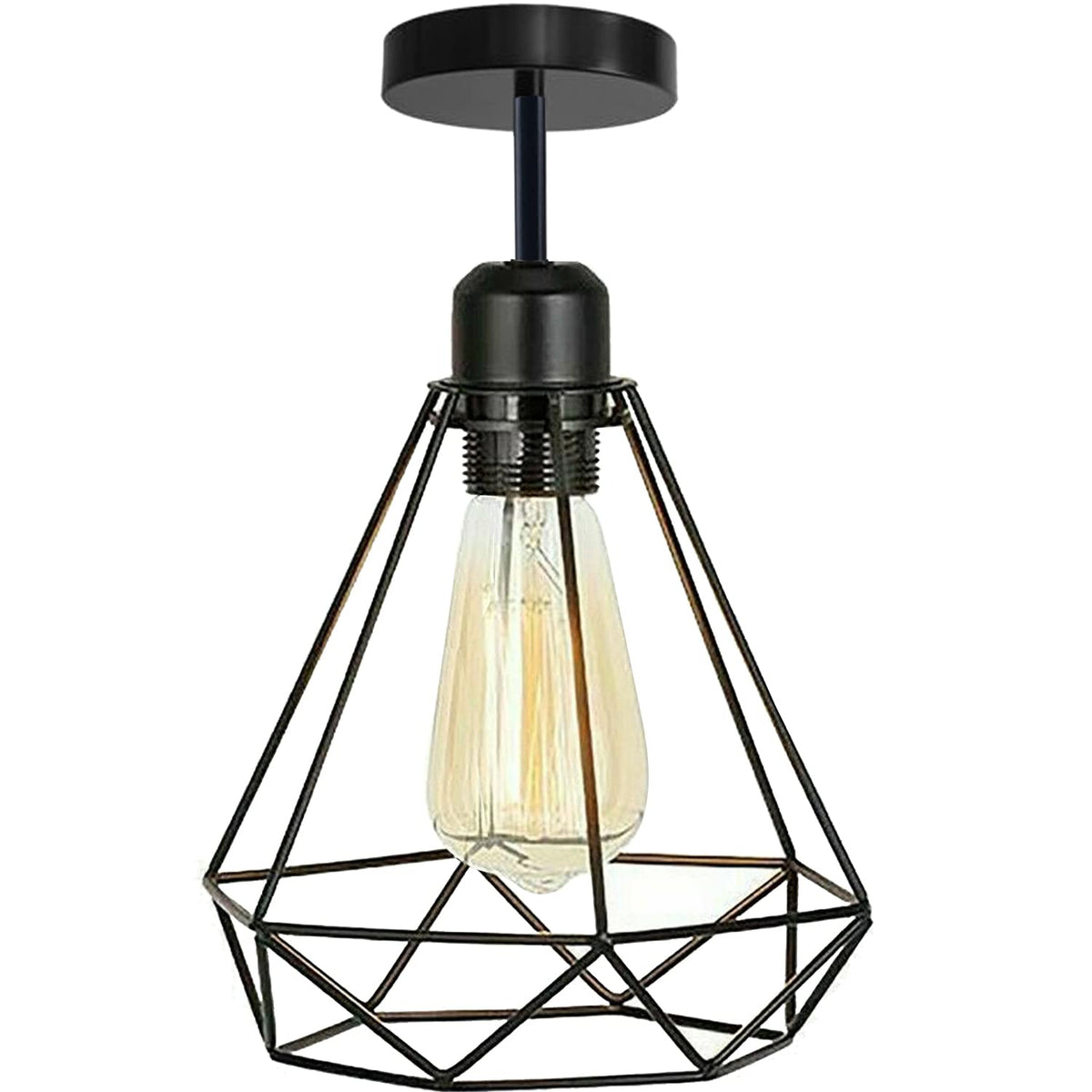 Black Ceiling Light 20 cm Wire Basket Metal Basket E27 Ceiling Light~4079