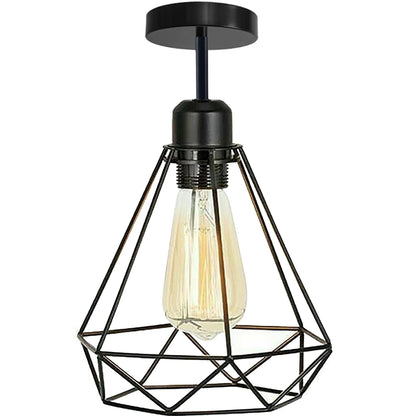 Black Ceiling Light 20 cm Wire Basket Metal Basket E27 Ceiling Light~4079