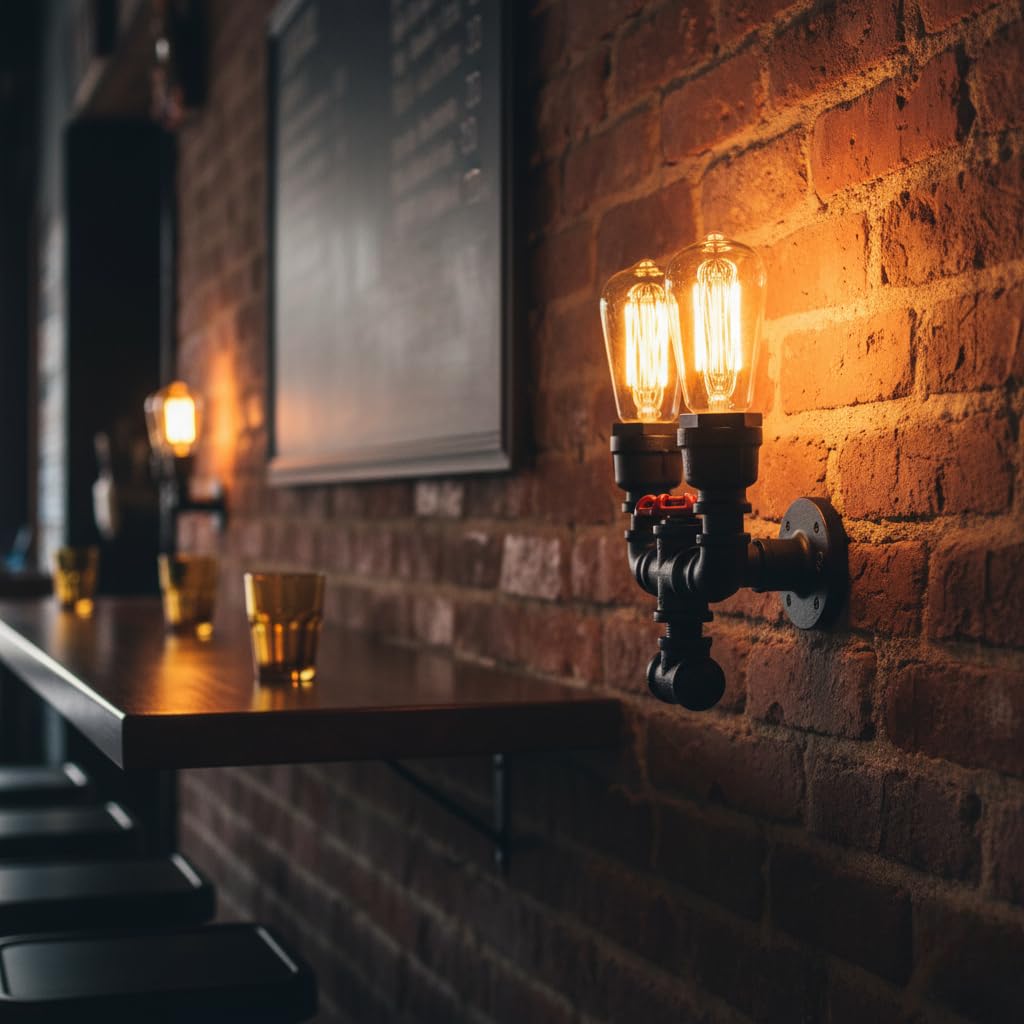 Farmhouse pipe wall lamp décor