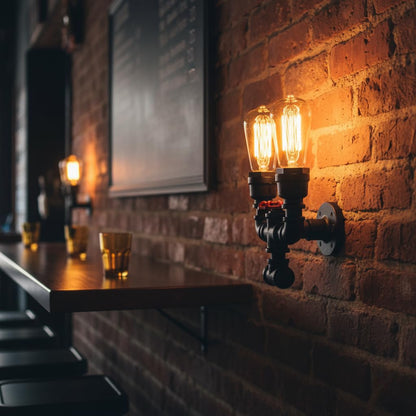 Farmhouse pipe wall lamp décor