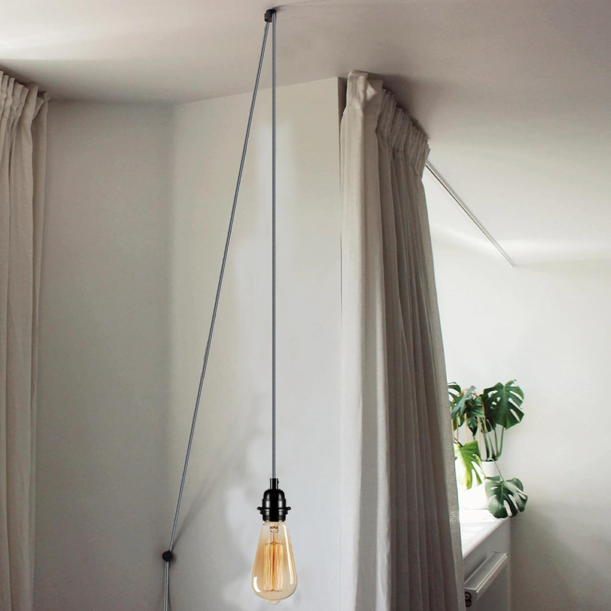 2m Plug in Pendant Light Fabric Cable  E27 Socket~4101