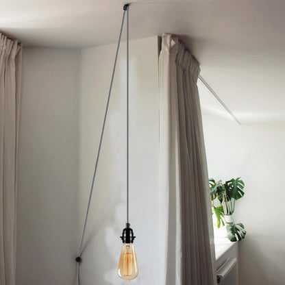 2m Plug in Pendant Light Fabric Cable  E27 Socket~4101