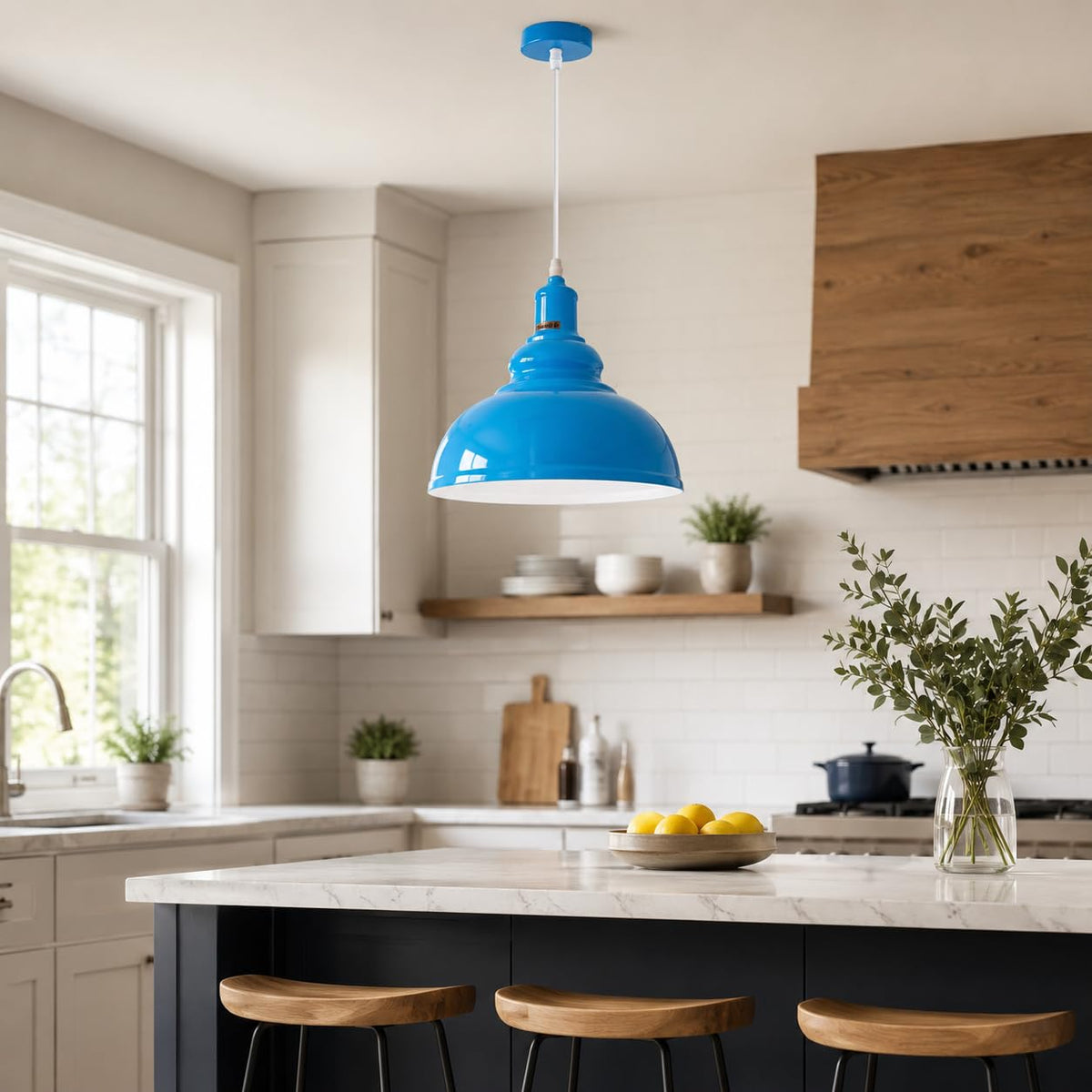 Curvy Metal Shade Pendant Light  E27 29cm Metal Shade~4151