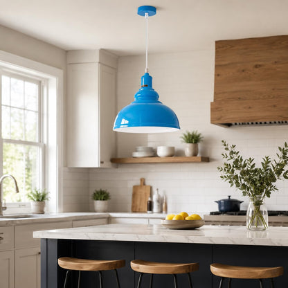 Curvy Metal Shade Pendant Light  E27 29cm Metal Shade~4151