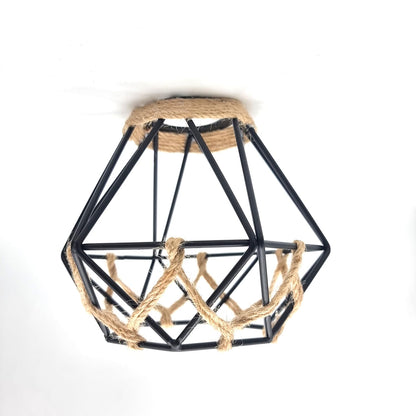Vintage Hemp Rope  Wire Cage Ceiling Lampshade~4071