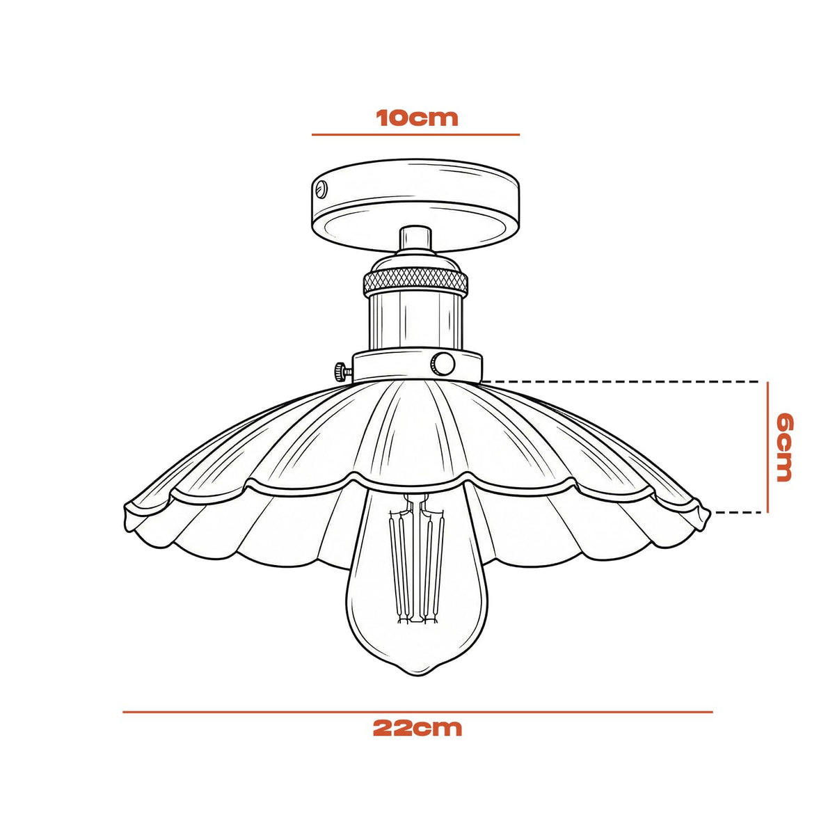 Vintage semi flush light E27 ceiling light