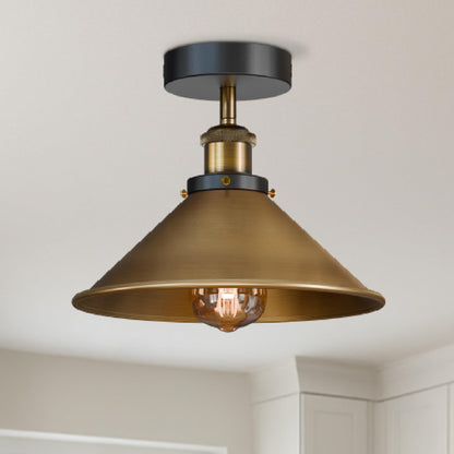 Semi Flush Ceiling Light 22cm Cone Shade E27 with Bulb ~4126